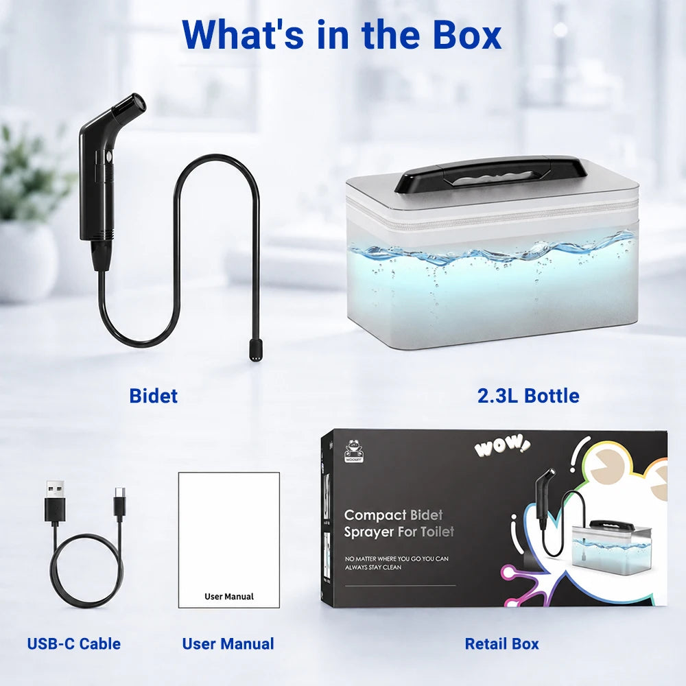 Rechargeable Portable Bidet — 2.3 L Travel Shattaf