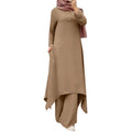 Source Factory Spring and Autumn New Cross-Border Women's Clothing Solid Color Round Neck Wooden Button Puff Sleeve Wide-Leg Pants Set