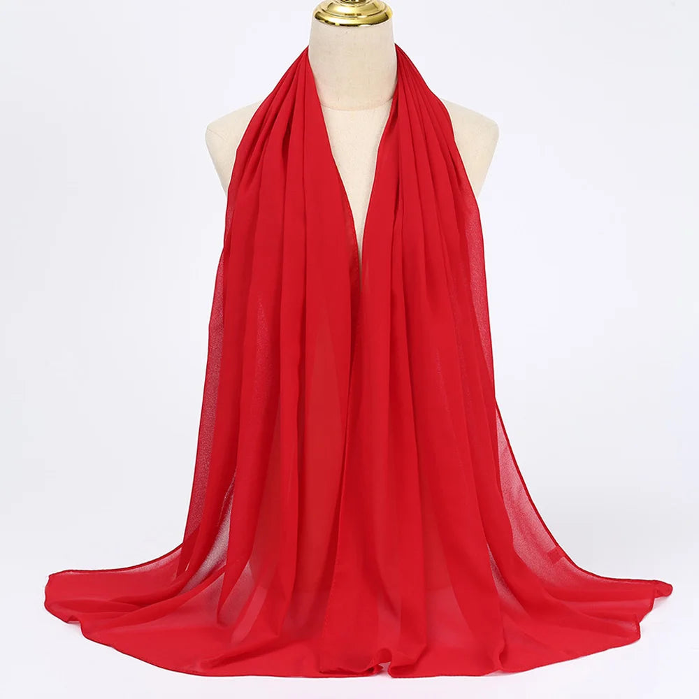 Classic Chiffon Hijab — Long, Lightweight Scarf in 24 Colours