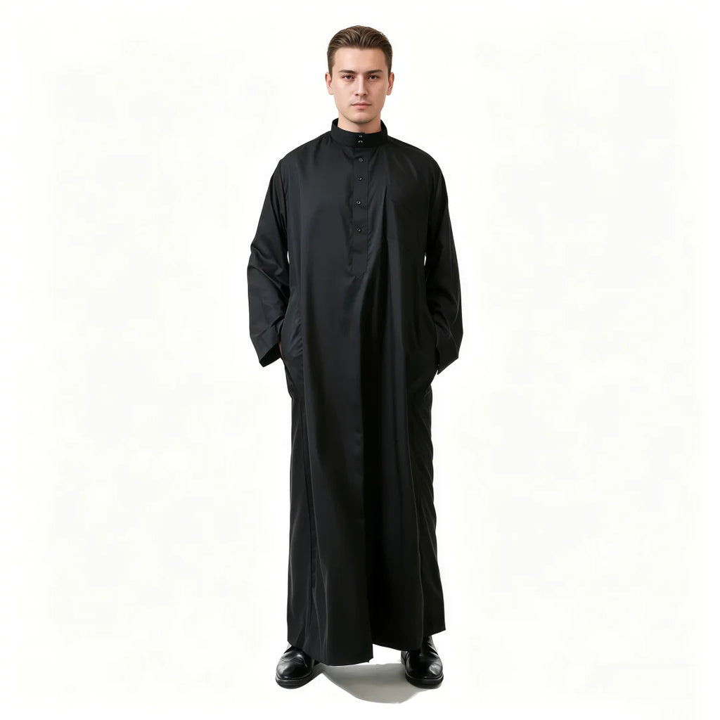 Men's Saudi Thobe — Stand Collar, Long Sleeve