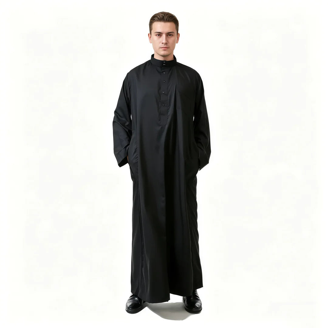 Men's Saudi Thobe — Stand Collar, Long Sleeve