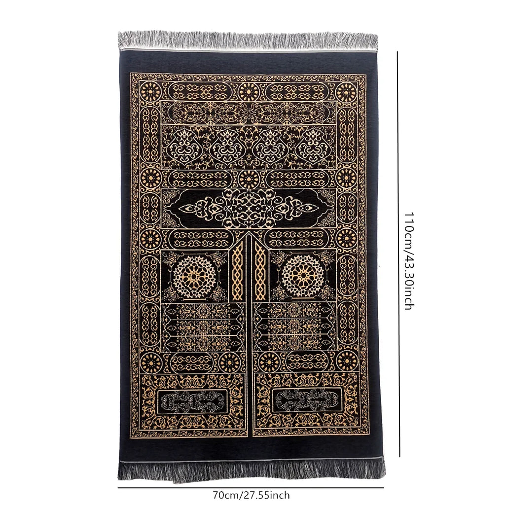 Portable velvet prayer mat with tasbih and carry bag – view 2