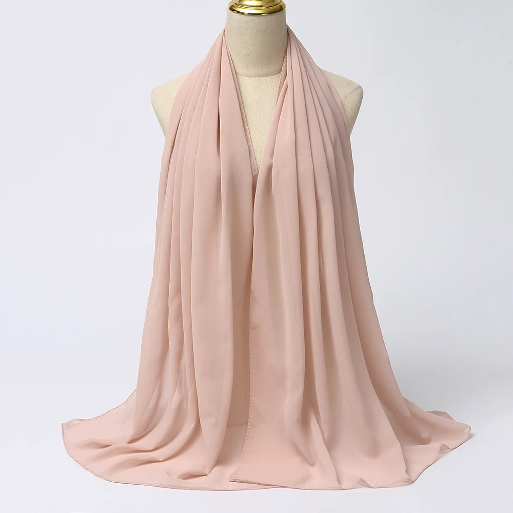 Classic Chiffon Hijab — Long, Lightweight Scarf in 24 Colours
