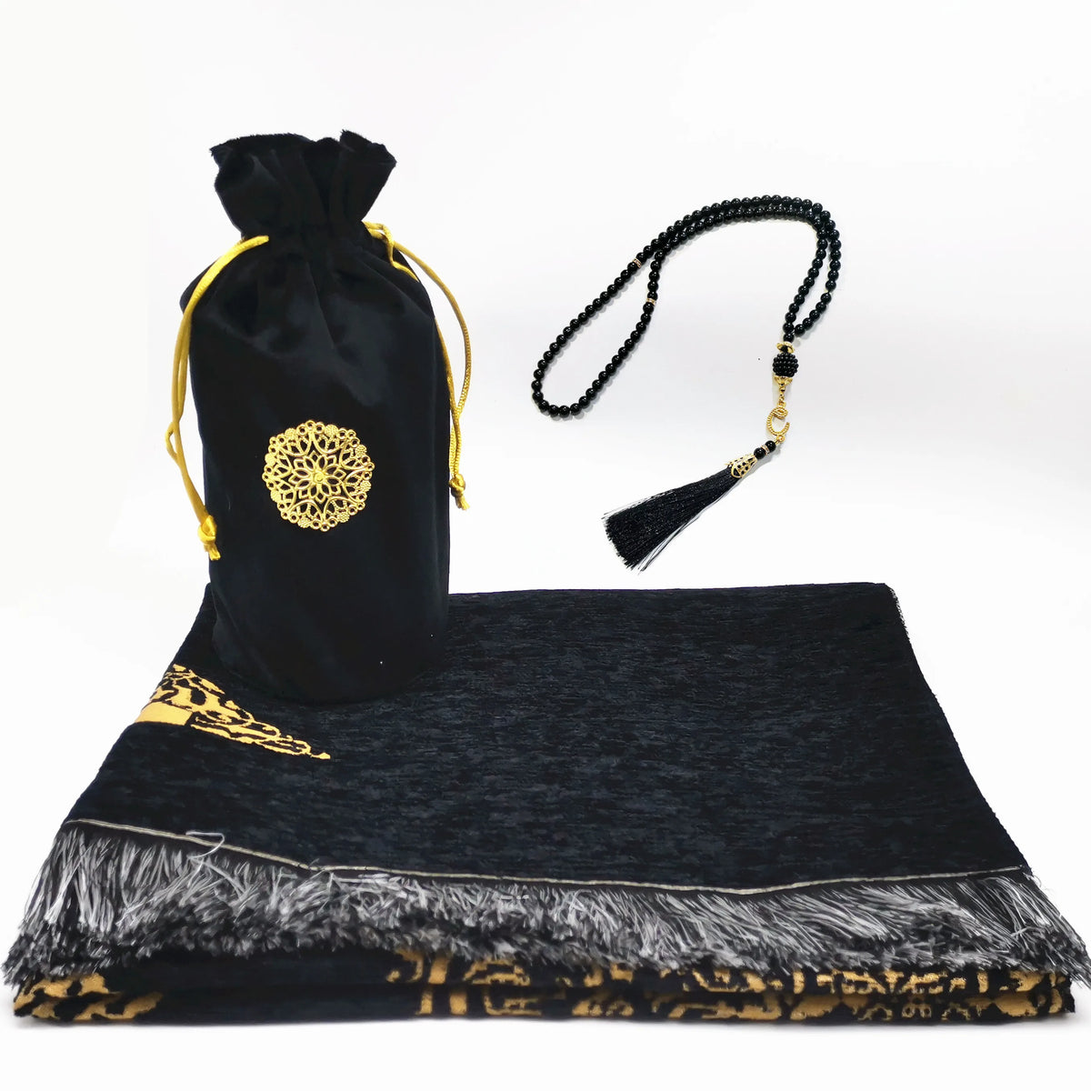 Portable Velvet Prayer Mat Gift Set with Tasbih & Carry Bag — 70 × 110 cm