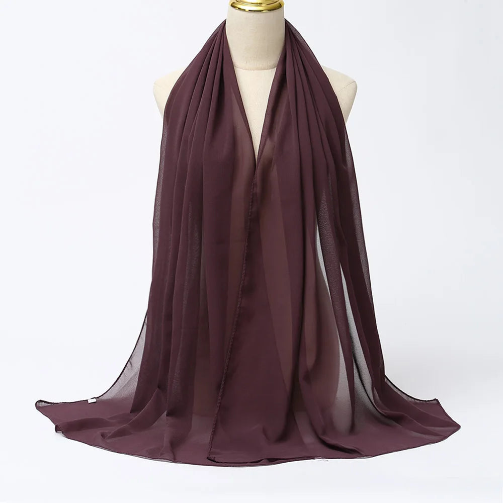 Classic Chiffon Hijab — Long, Lightweight Scarf in 24 Colours