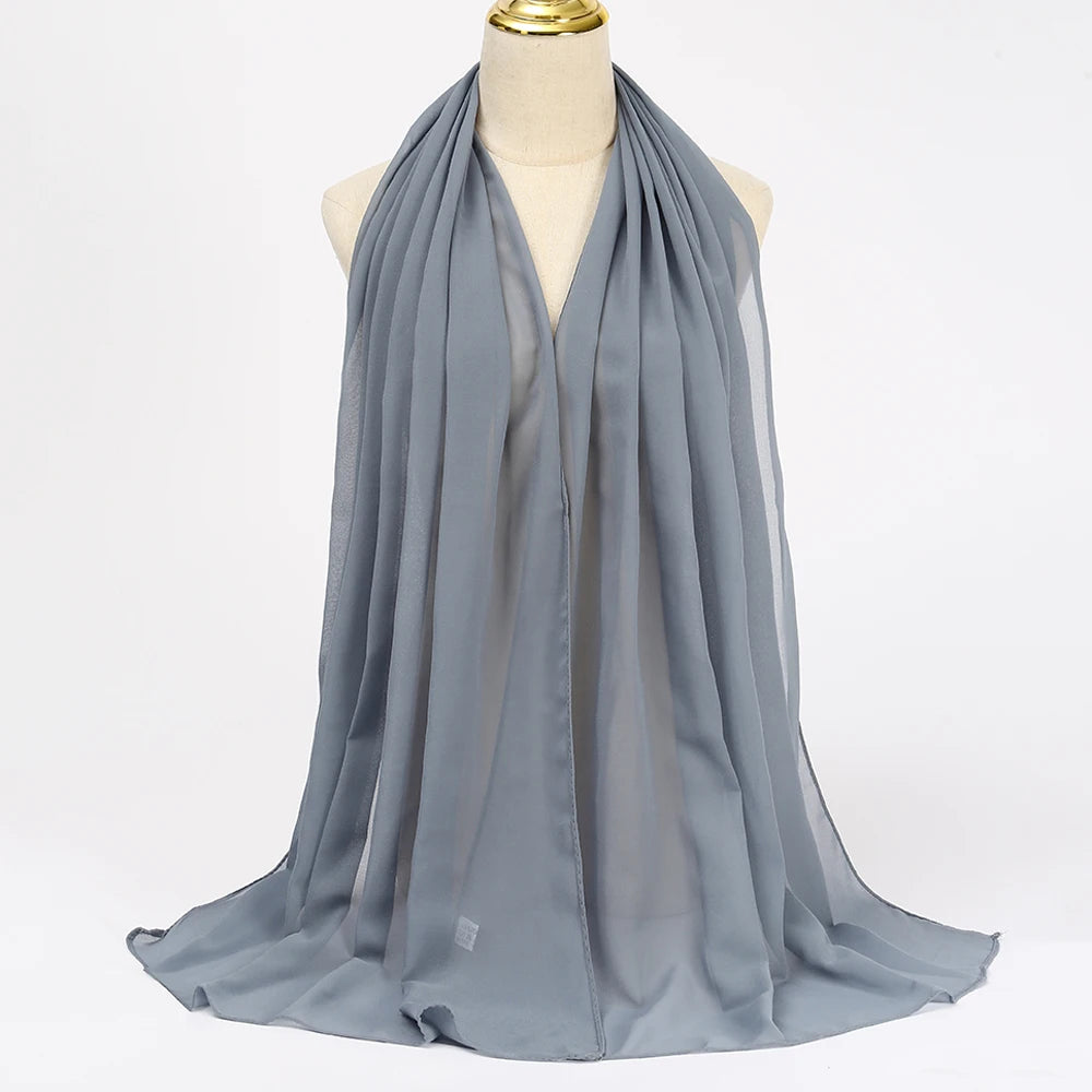 Classic Chiffon Hijab — Long, Lightweight Scarf in 24 Colours