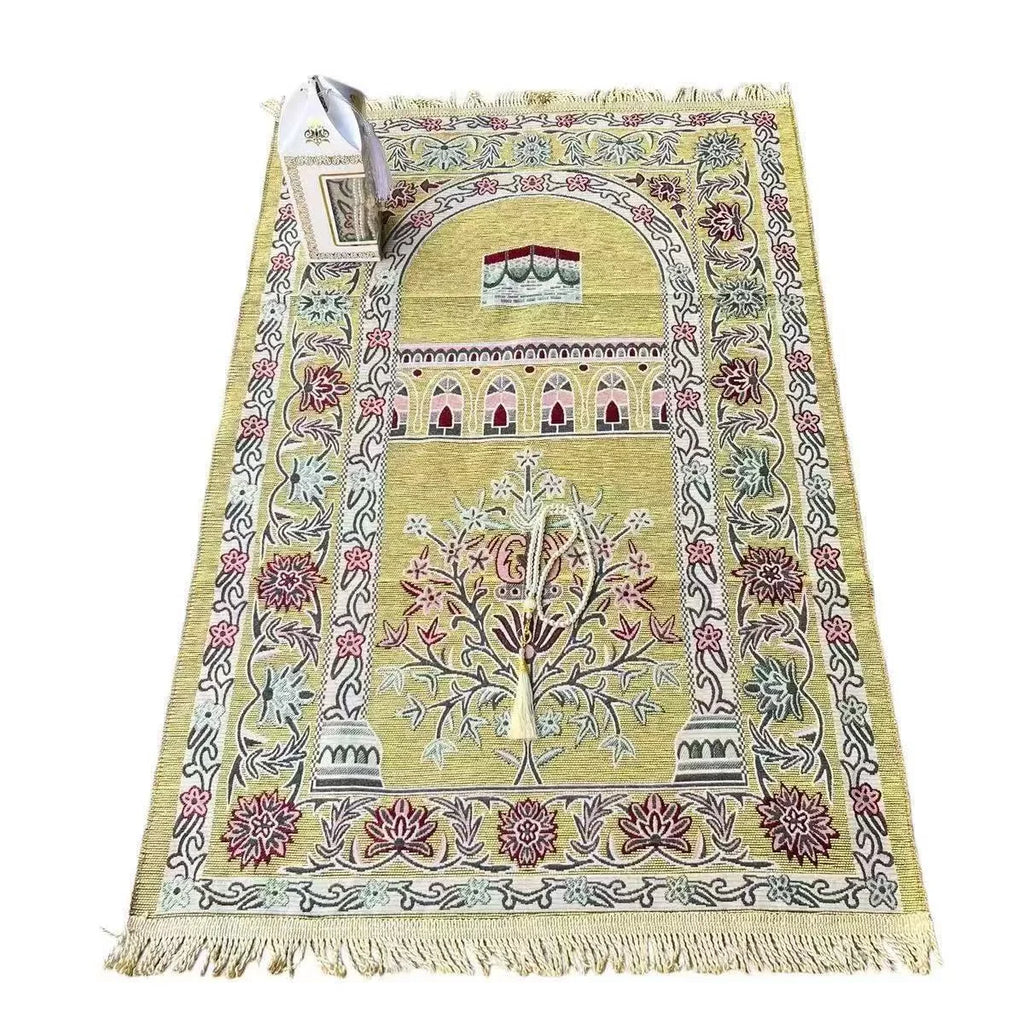Kaaba Chenille Prayer Mat Gift Set with Tasbih & Gift Box
