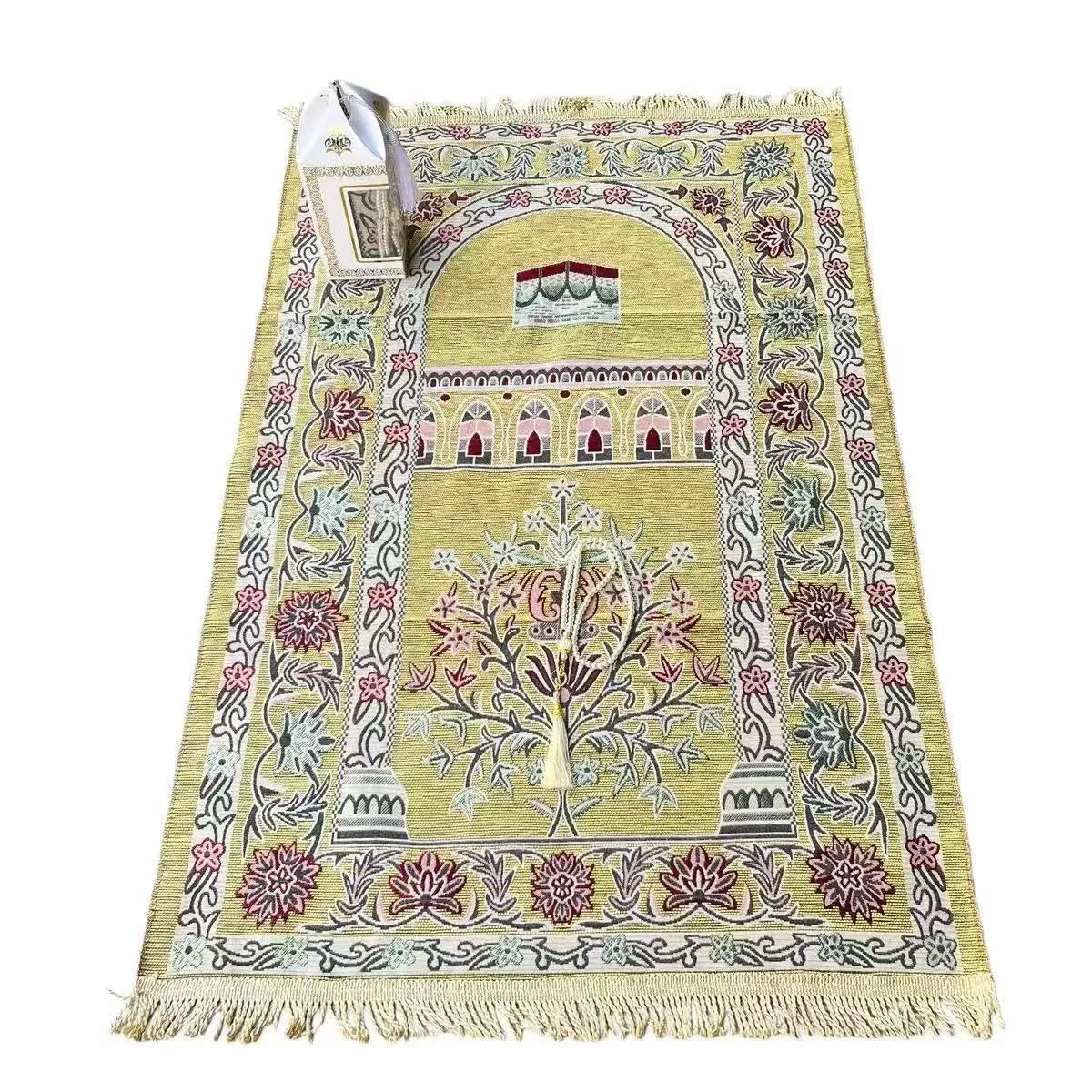 Kaaba Chenille Prayer Mat Gift Set with Tasbih & Gift Box
