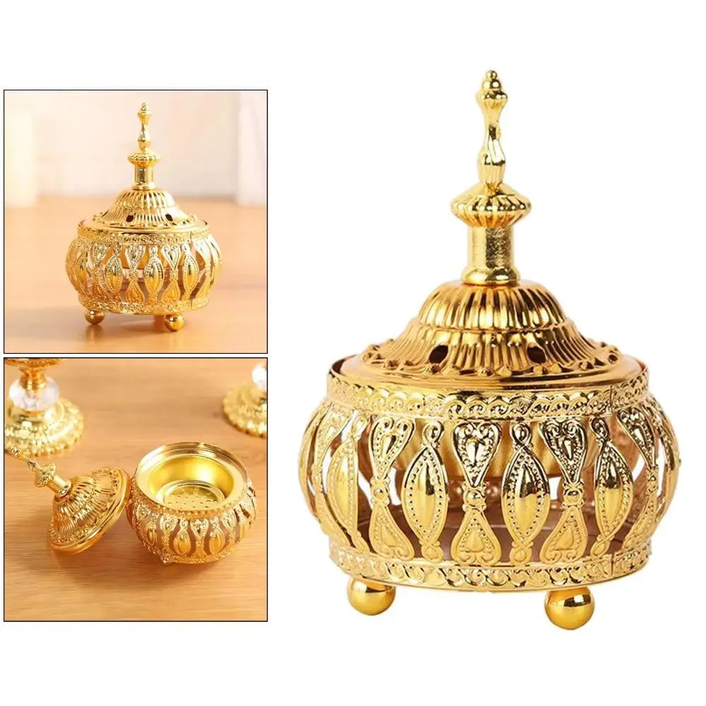 Bakhoor Incense Burner — Handmade Gold Tower