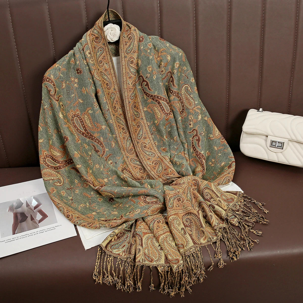 Paisley Pashmina Hijab — Soft, Warm Winter Scarf with Fringe