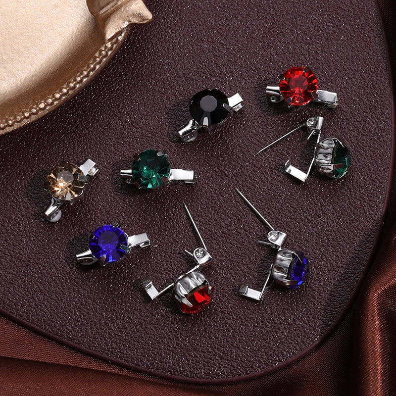 Crystal Hijab Pins — Set of 12 Safety Brooches
