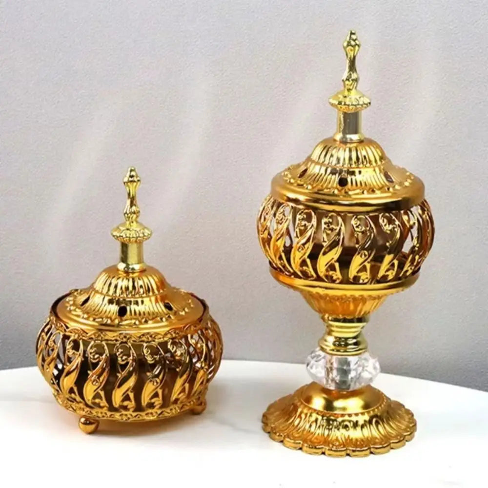 Bakhoor Incense Burner — Handmade Gold Tower