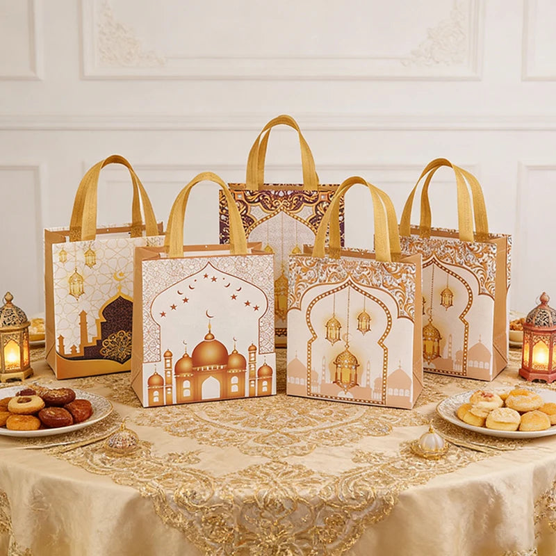 Eid Mubarak-gaveposer i stof — genbrugelige med hanke