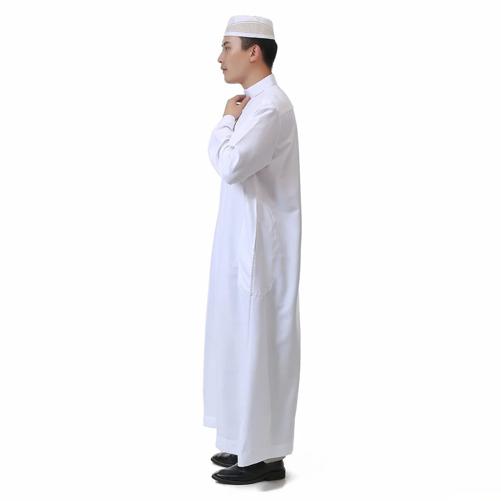 Men's Saudi Thobe — Stand Collar, Long Sleeve