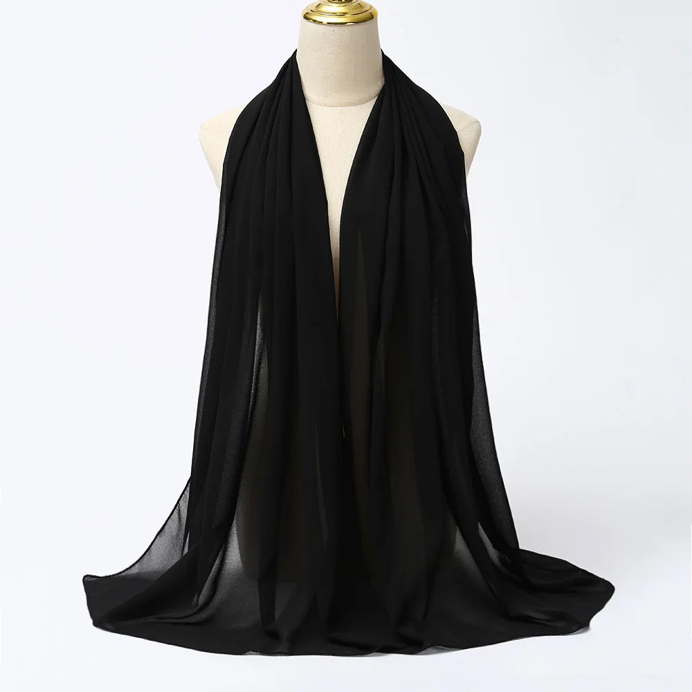Classic Chiffon Hijab — Long, Lightweight Scarf in 24 Colours