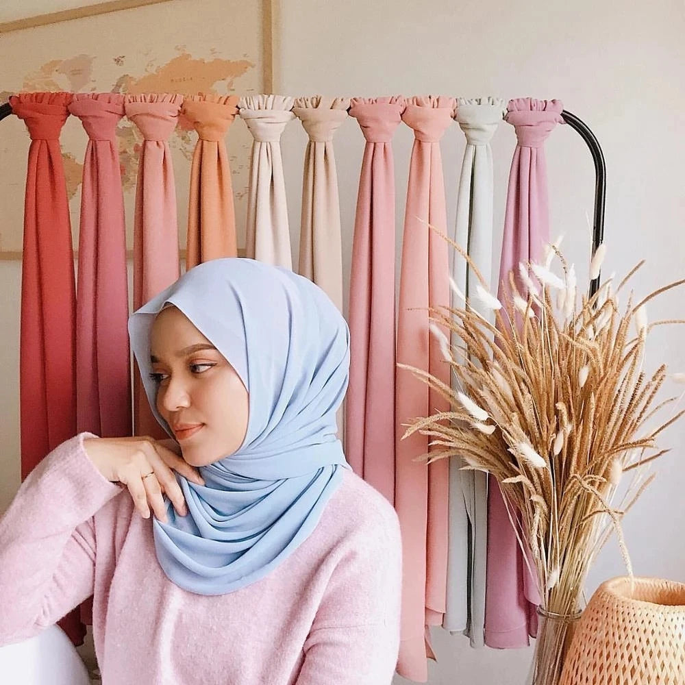 Classic Chiffon Hijab — Long, Lightweight Scarf in 24 Colours