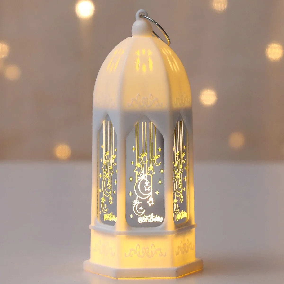Mini ramadan-lanterne med LED-lys — Eid Mubarak-måne, 12,5 cm