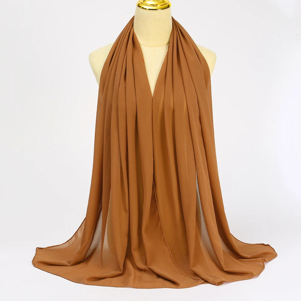 Classic Chiffon Hijab — Long, Lightweight Scarf in 24 Colours
