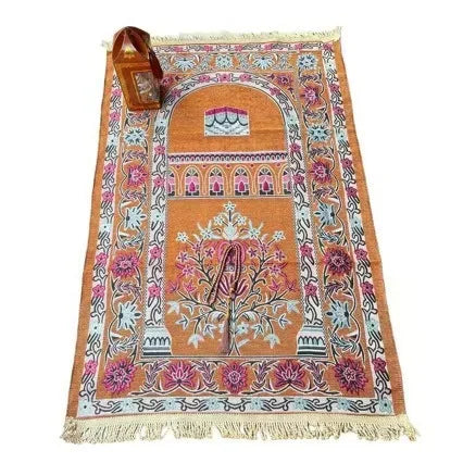 Kaaba Chenille Prayer Mat Gift Set with Tasbih & Gift Box