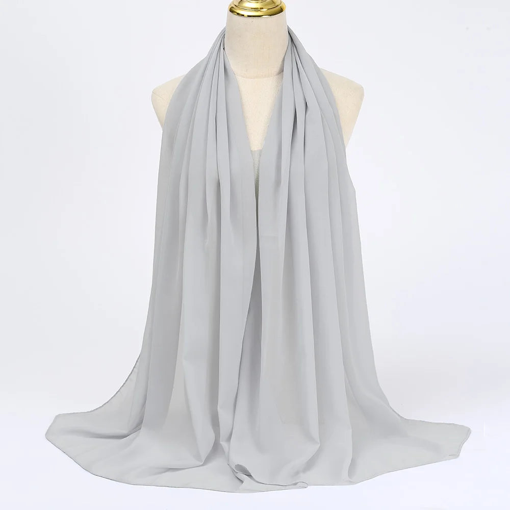 Classic Chiffon Hijab — Long, Lightweight Scarf in 24 Colours