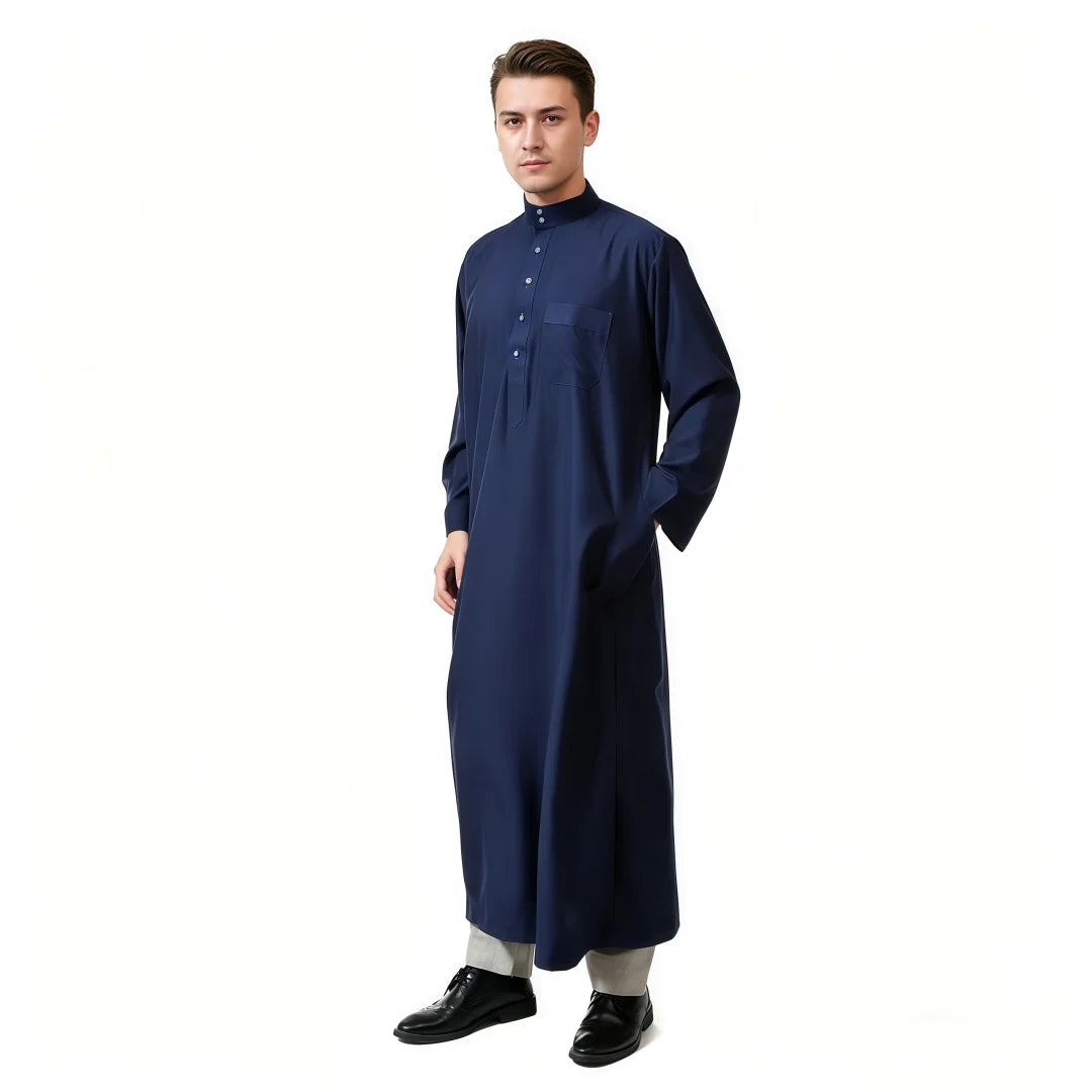 Men's Saudi Thobe — Stand Collar, Long Sleeve