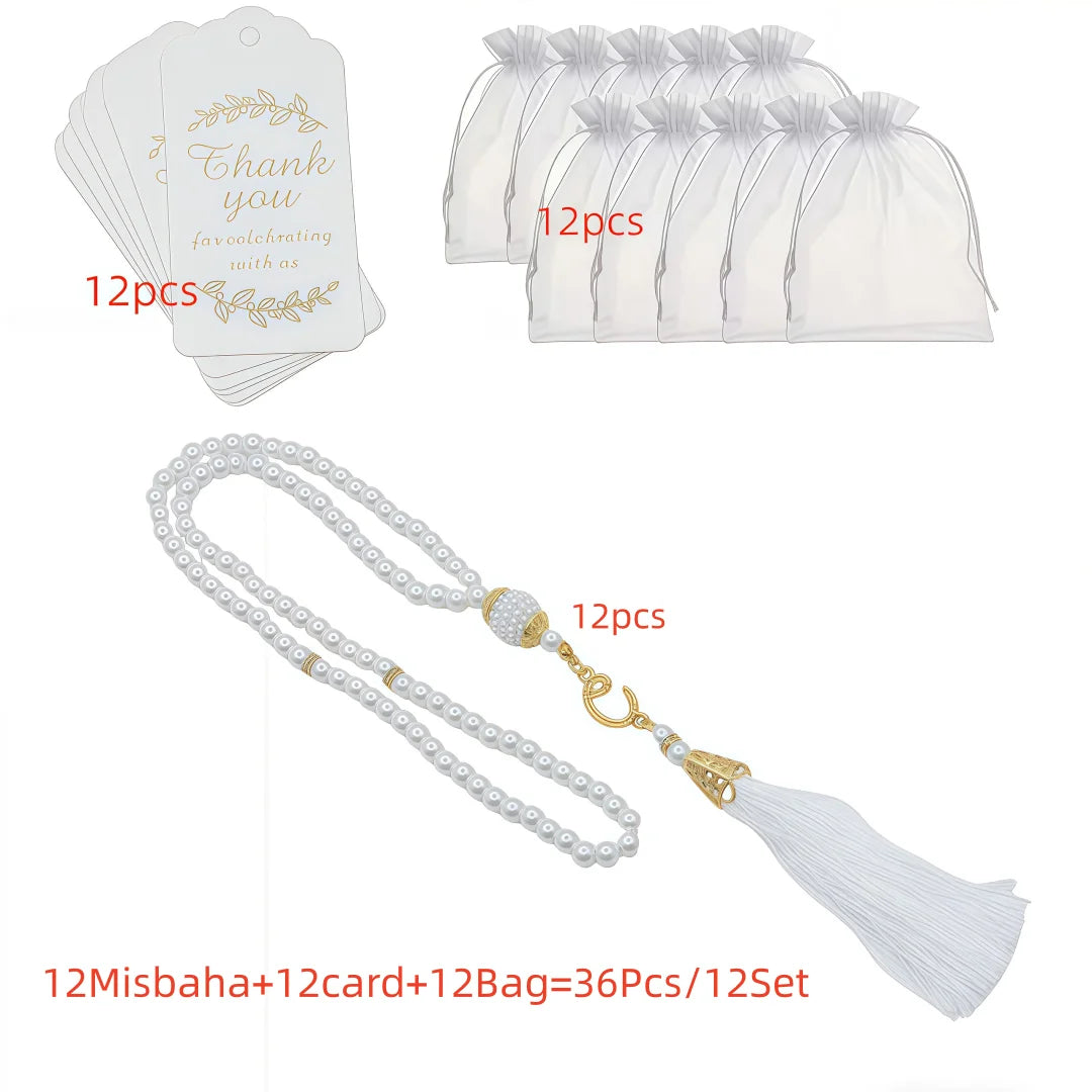 Pearl Tasbih Prayer Beads — Gift Set of 12 (99 Beads)