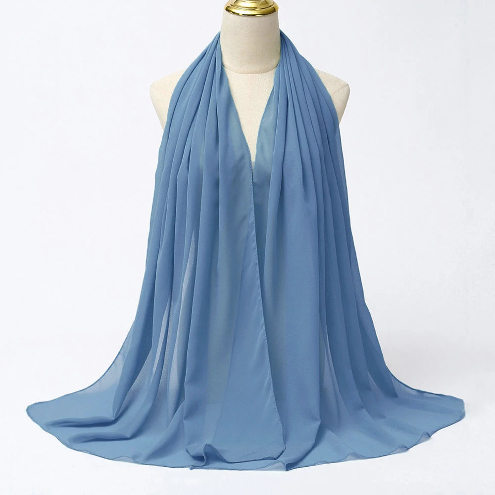 Classic Chiffon Hijab — Long, Lightweight Scarf in 24 Colours