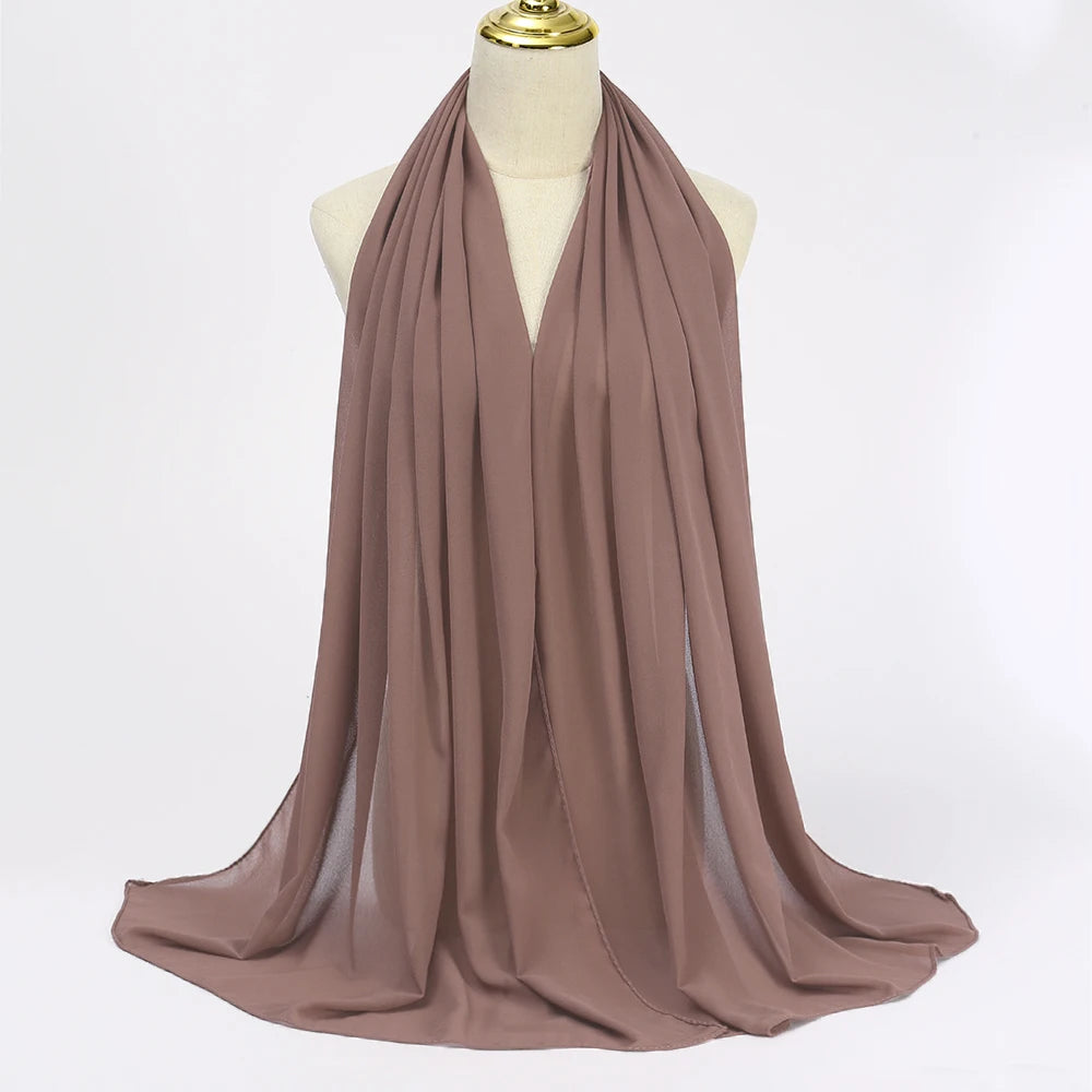 Classic Chiffon Hijab — Long, Lightweight Scarf in 24 Colours