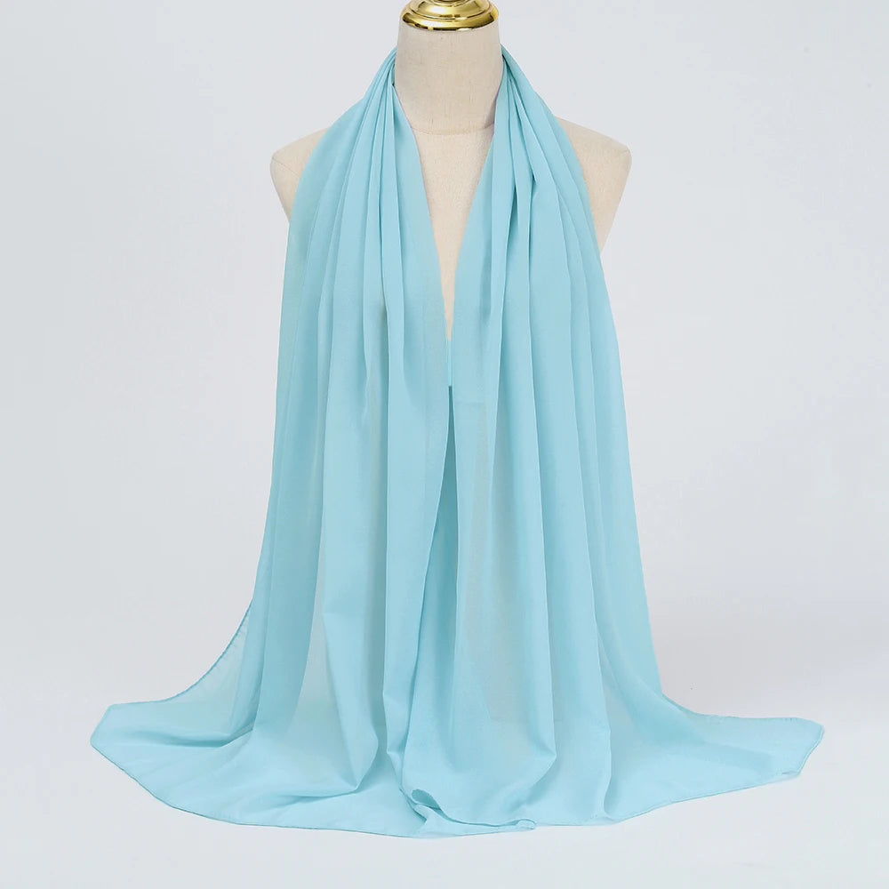 Classic Chiffon Hijab — Long, Lightweight Scarf in 24 Colours