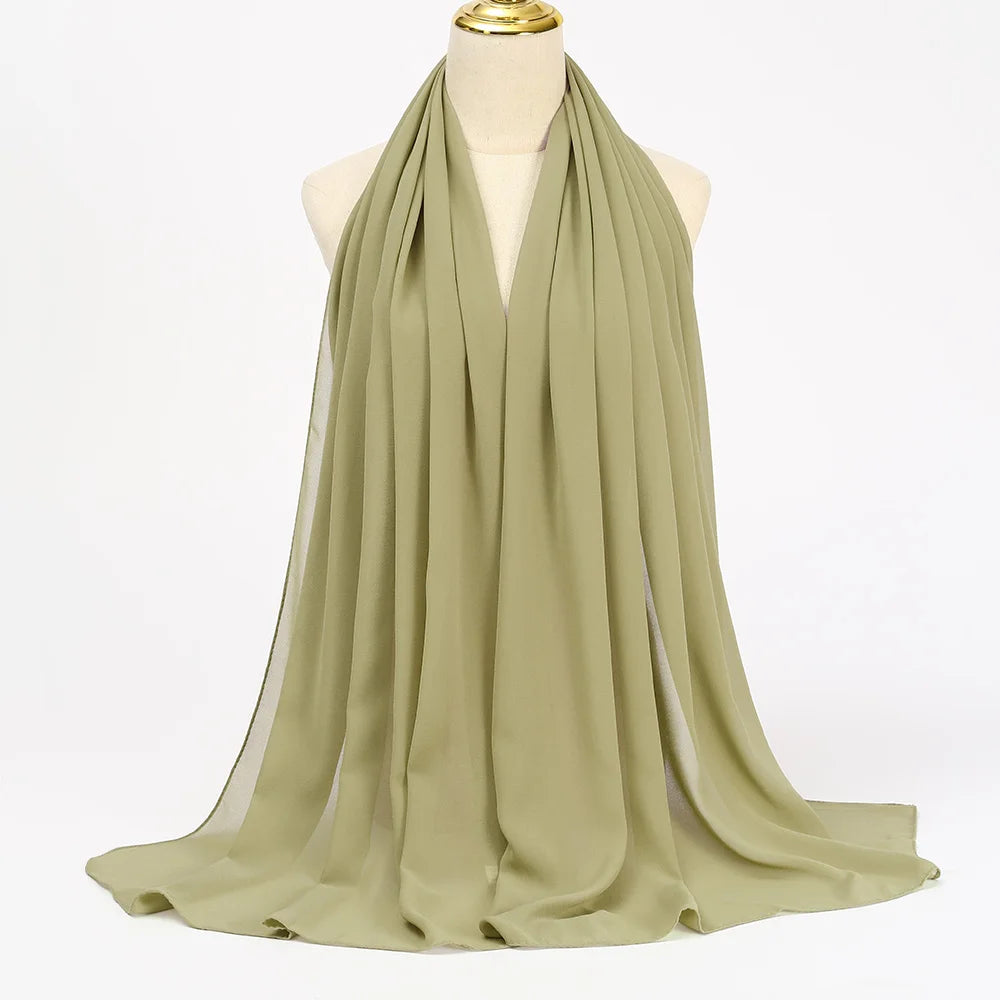 Classic Chiffon Hijab — Long, Lightweight Scarf in 24 Colours