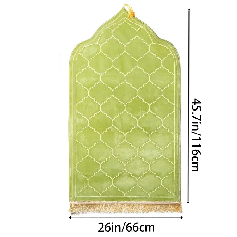 Thick Flannel Prayer Mat with Tassels — 66 × 116 cm