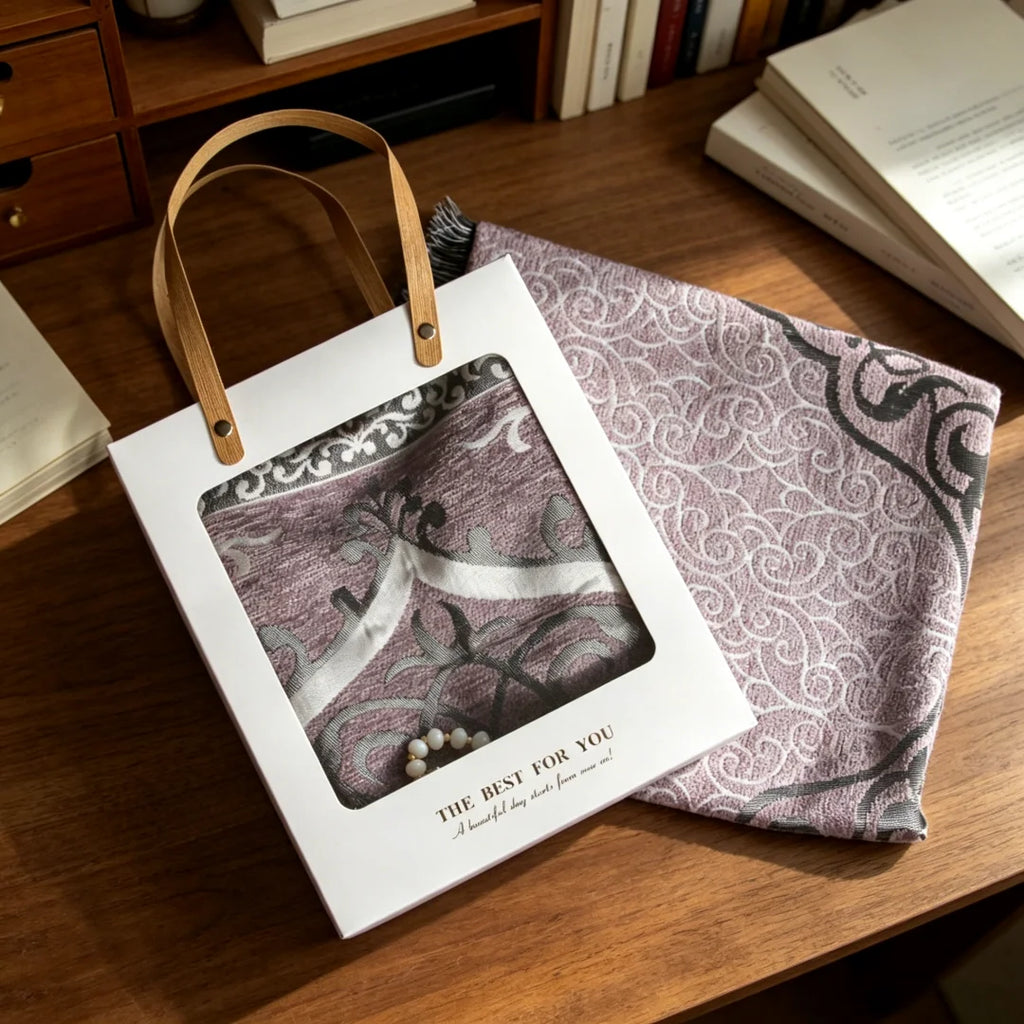 Chenille Prayer Mat Gift Box Set with Bag & Tasbih