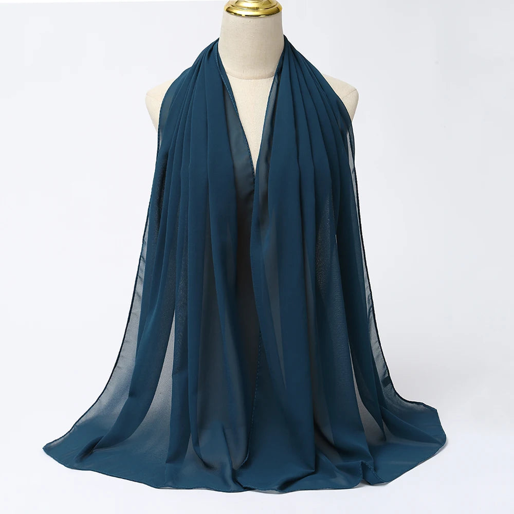Classic Chiffon Hijab — Long, Lightweight Scarf in 24 Colours