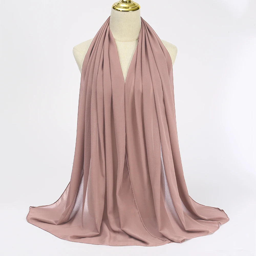 Classic Chiffon Hijab — Long, Lightweight Scarf in 24 Colours