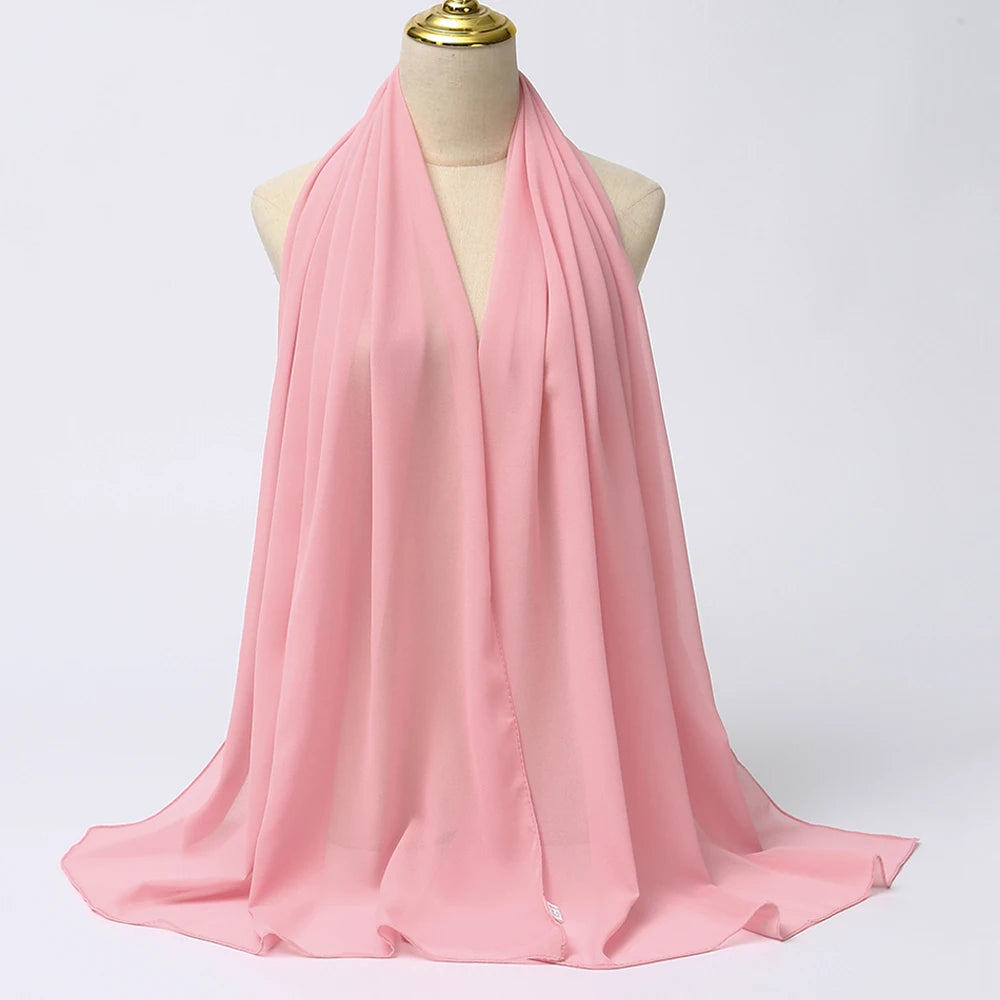 Classic Chiffon Hijab — Long, Lightweight Scarf in 24 Colours