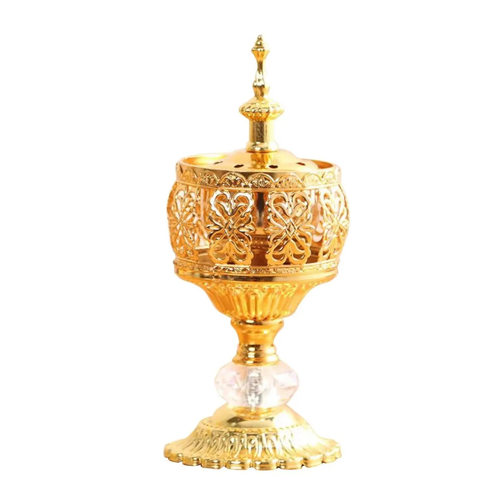 Bakhoor Incense Burner — Handmade Gold Tower