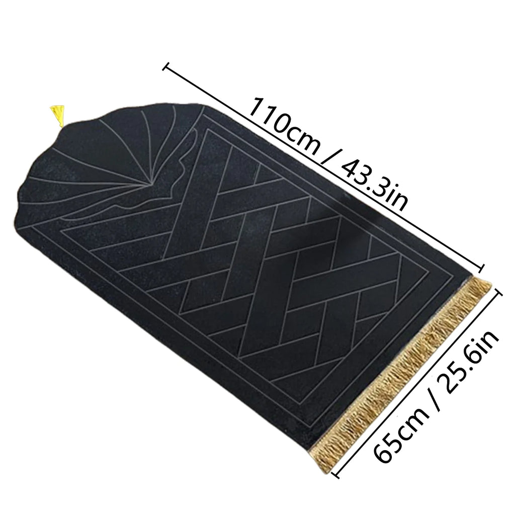 Thick Sponge-Padded Prayer Mat with Tassels — 65 × 110 cm
