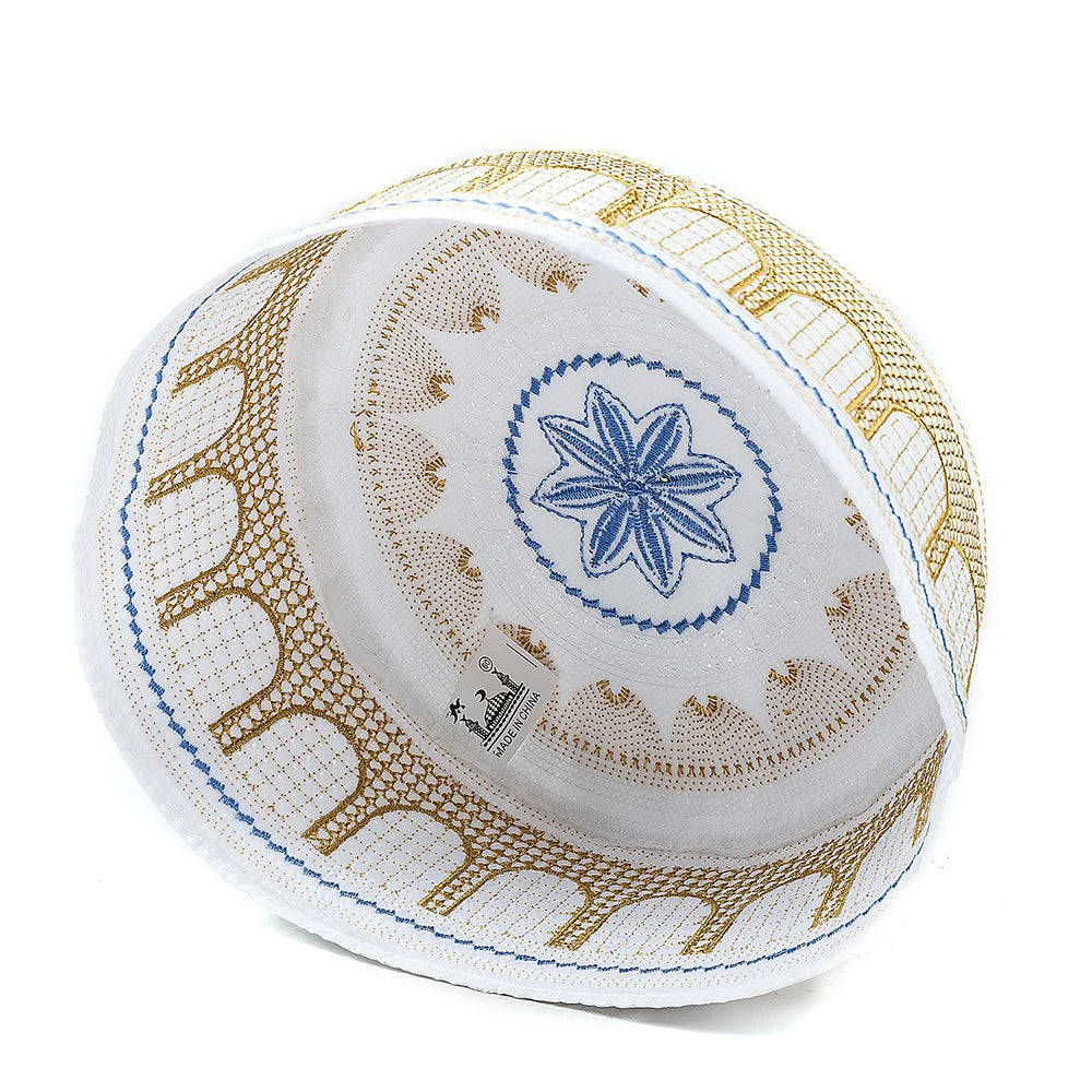 Embroidered Arch Kufi — Fitted Prayer Cap, 4 Sizes