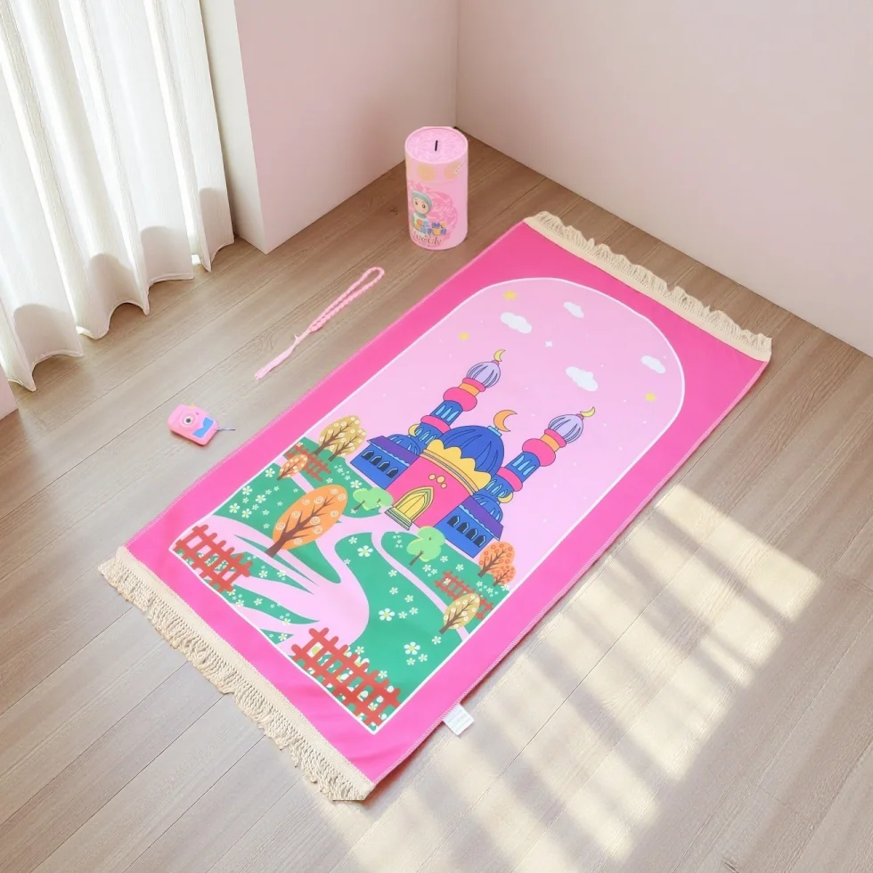 Kids Prayer Mat Gift Set — Mat, Tasbih, Toy Camera & Gift Tube (4-Piece)