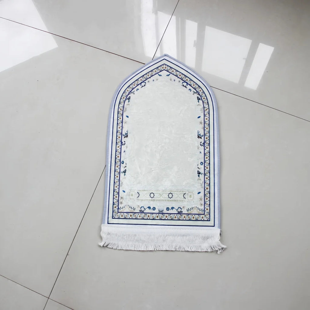Compact Padded Prayer Mat 35 × 60 cm — Travel & Sajdah Mat with Tassels