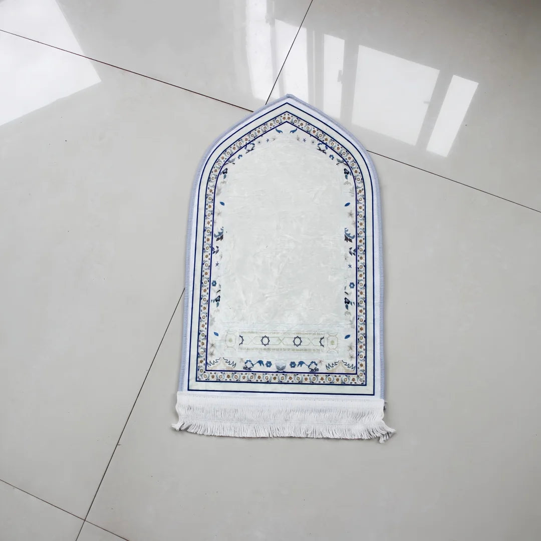 Compact Padded Prayer Mat 35 × 60 cm — Travel & Sajdah Mat with Tassels