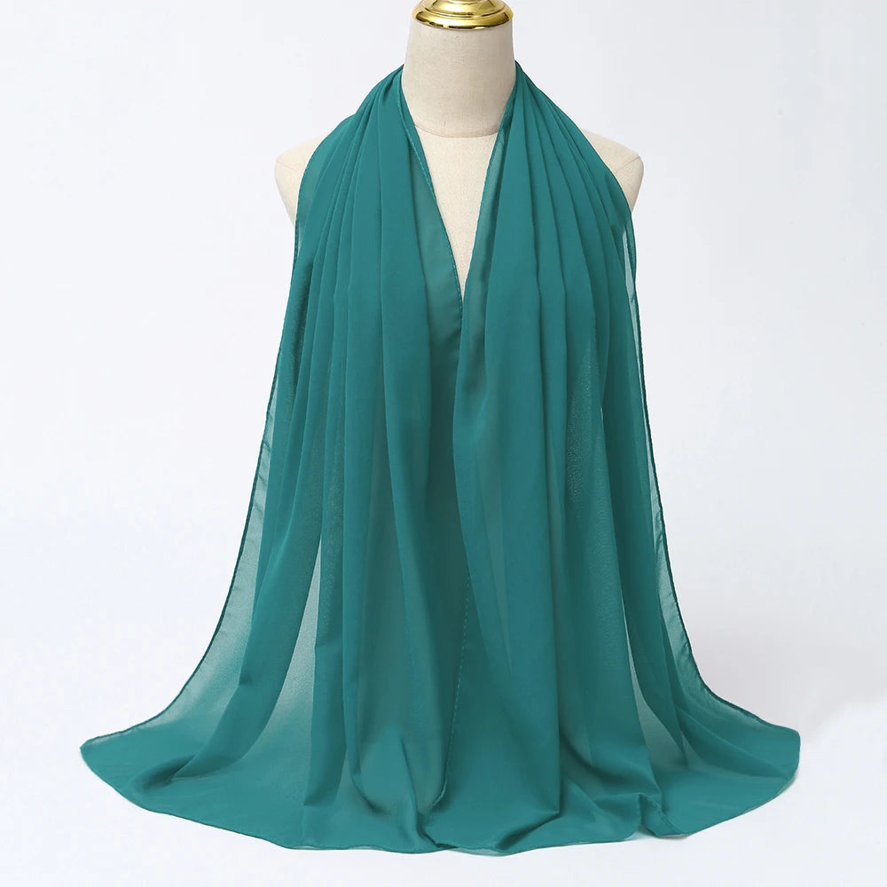 Classic Chiffon Hijab — Long, Lightweight Scarf in 24 Colours