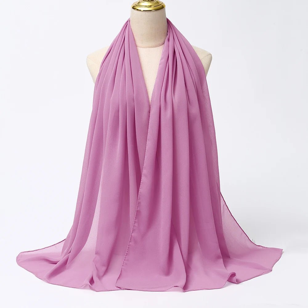 Classic Chiffon Hijab — Long, Lightweight Scarf in 24 Colours