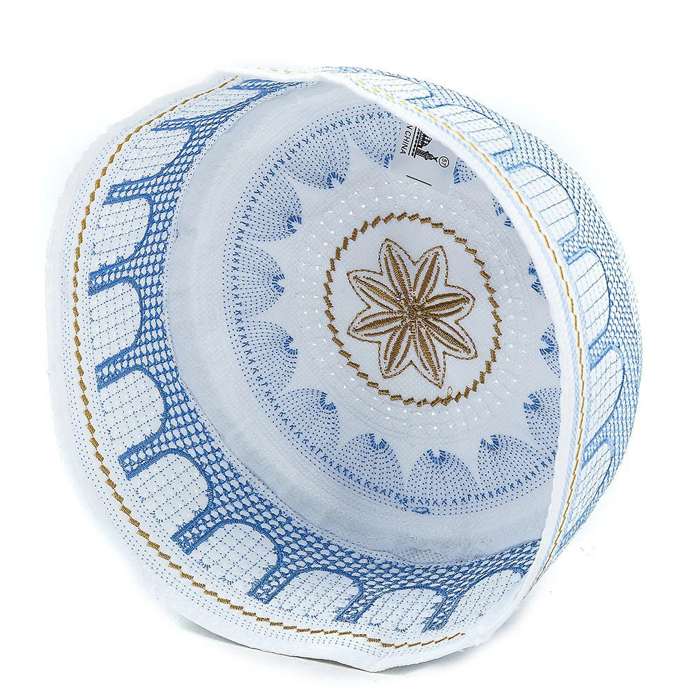 Embroidered Arch Kufi — Fitted Prayer Cap, 4 Sizes
