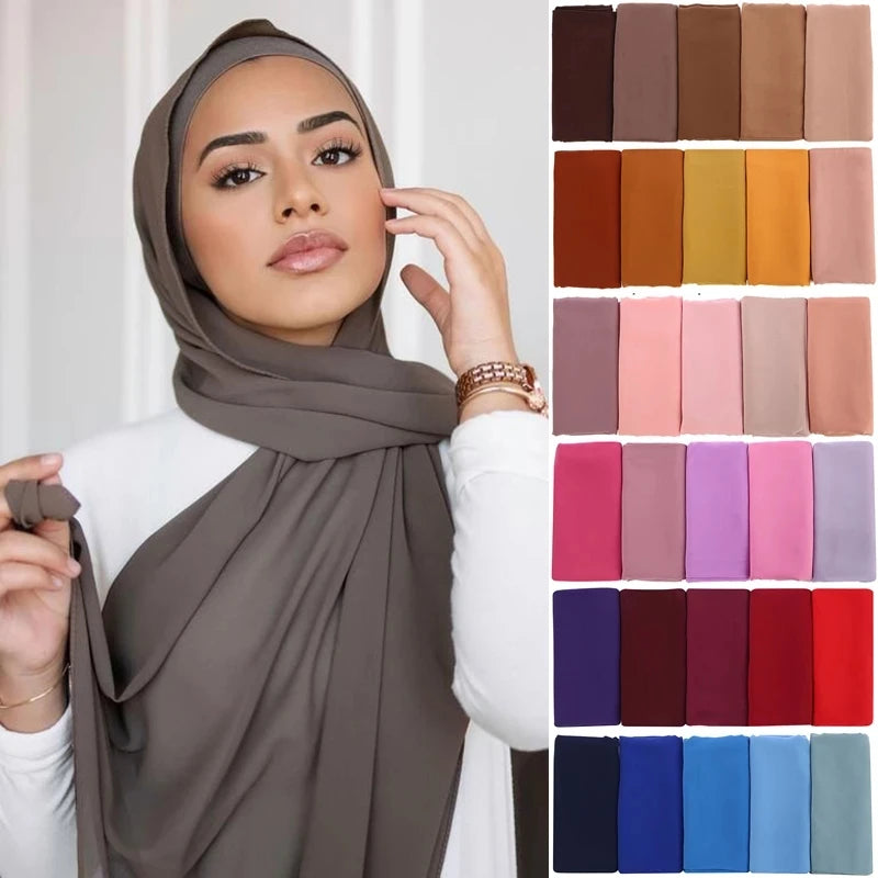 Classic Chiffon Hijab — Long, Lightweight Scarf in 24 Colours