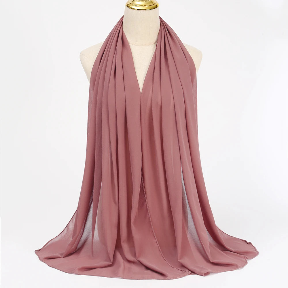 Classic Chiffon Hijab — Long, Lightweight Scarf in 24 Colours