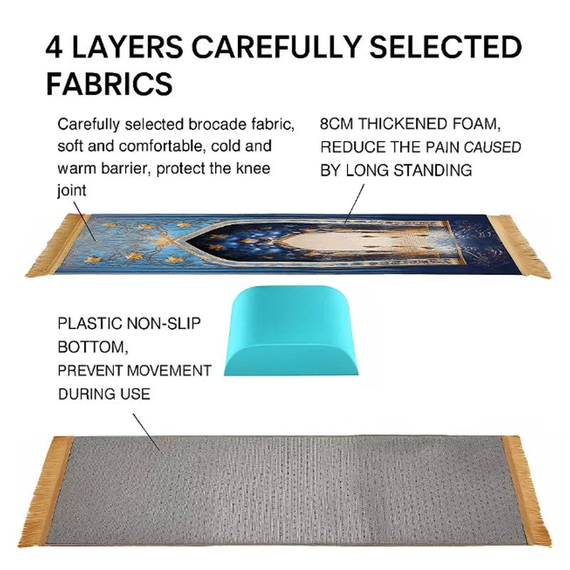 Memory Foam Prayer Mat with Tassels — 70 × 110 cm