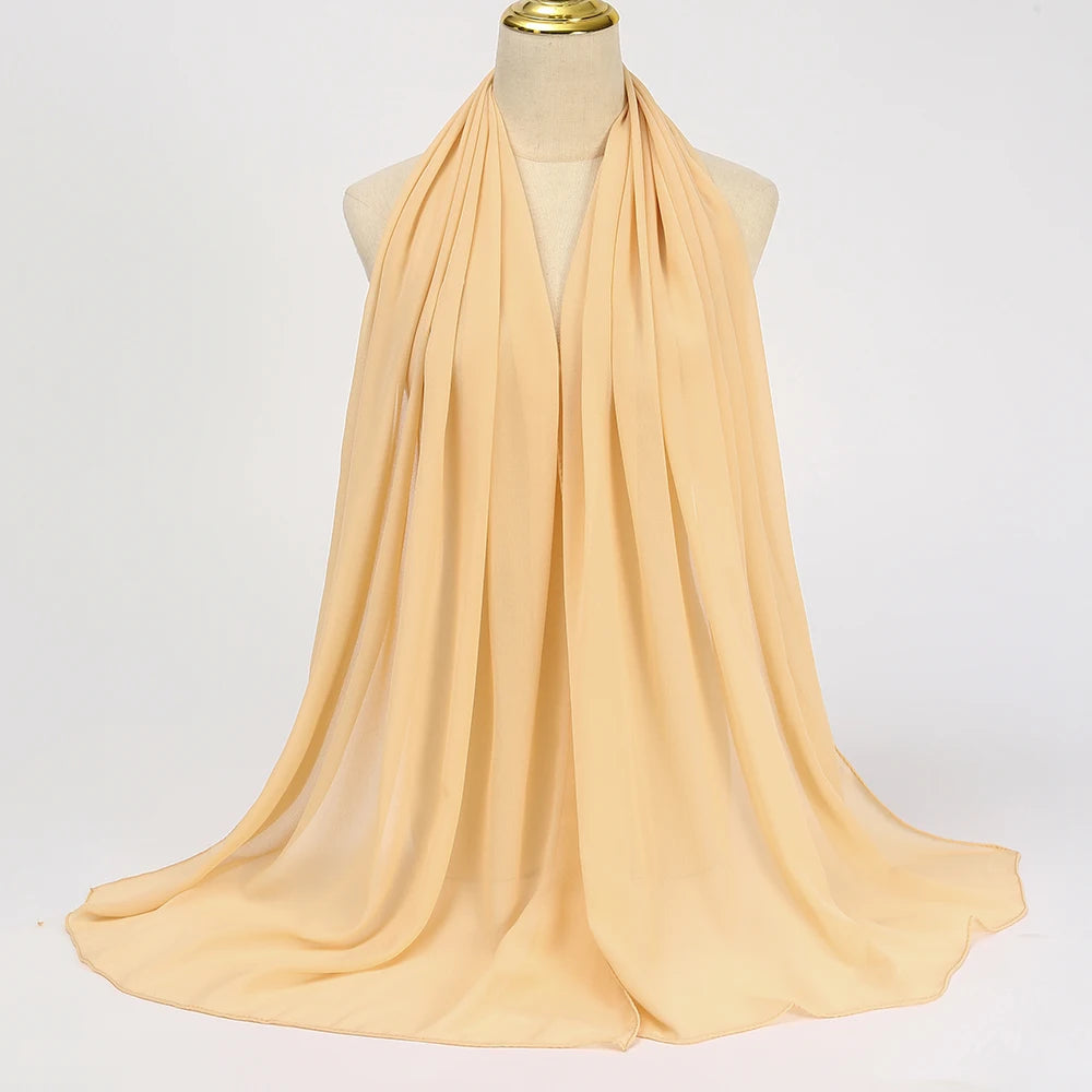 Classic Chiffon Hijab — Long, Lightweight Scarf in 24 Colours