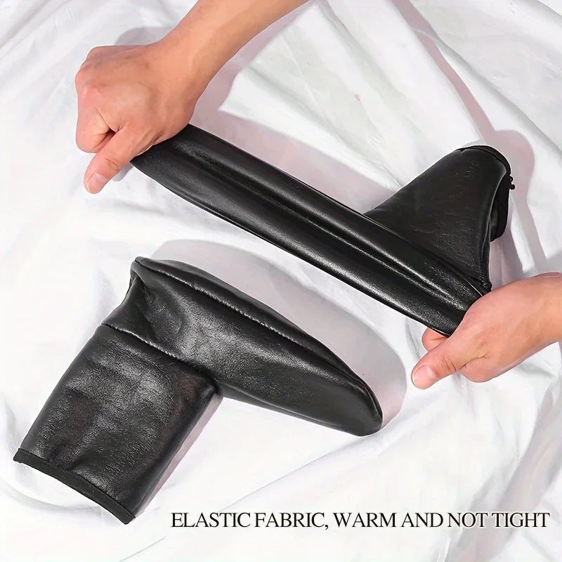 Khuff-Style Prayer Socks — Warm Fleece-Lined PU, 1 Pair