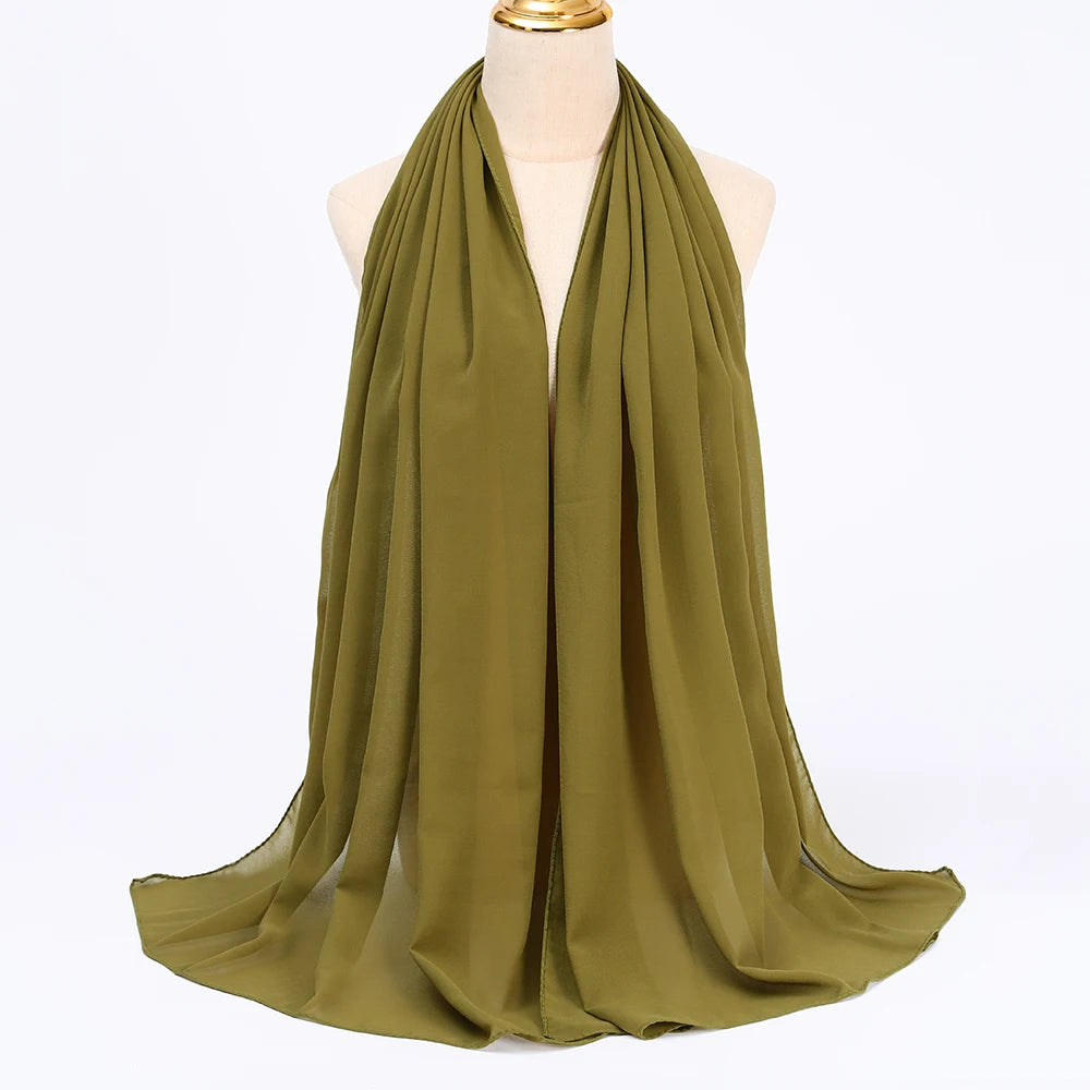Classic Chiffon Hijab — Long, Lightweight Scarf in 24 Colours